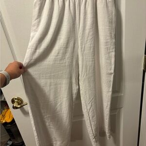 White linen pants